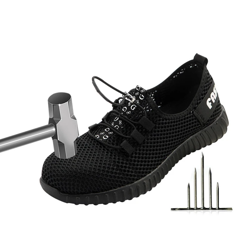 

Men's Sports Shoes Outdoor Labor Shoes Summer Fying Woven Breathable Light Steel Head Anti-smash Anti-piercing Hiking Shoes Man