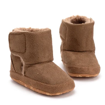 

Brand New Solid Brown Winter Soft Soled Baby Boots First Walkers Fashion Baby Girls Boys Shoes Wool Fur Snow Warm Boots