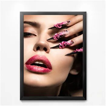 

Modern fashion sexy women art canvas poster prints,Red lips and nail on canvas wall for living room home decor no frame DP0376
