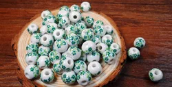Handmade Blue and White Ceramic Flower Beads - 50Pcs Set (Color 3)