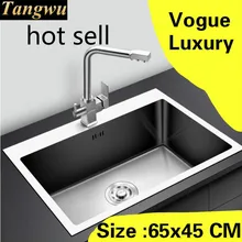 Квартира кухня ручная раковина одинарная мойка vogue 304 Нержавеющая сталь стандарт сделать блюда Роскошные 65x45 см