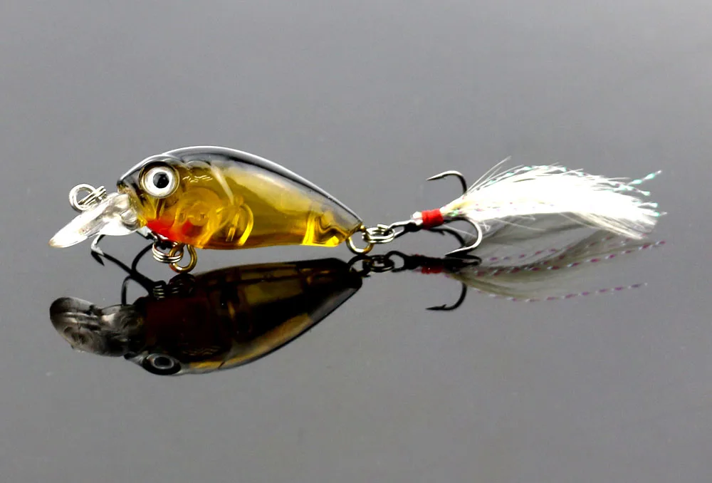 

1pcs 4.5cm 4g Fishing Lures Crank Baits Mini Crankbait 3D Fish Eye Artificial Lure Bait with Feather Hook Fishing Wobblers