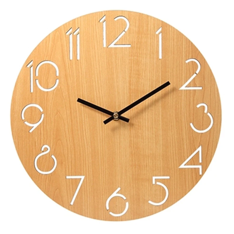 

Silent Wooden Wall Clock Modern Design Nordic Kitchen Wall Clock Wood Living Room Decoration Pendule Murale Home Watch 40C0007