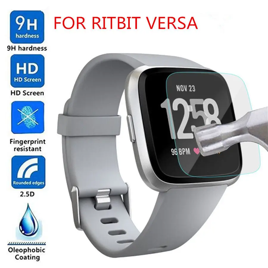 

NEWEST Clear Bubble-Free 9H 2.5D Tempered Glass Screen Protector For Fitbit Versa Lot