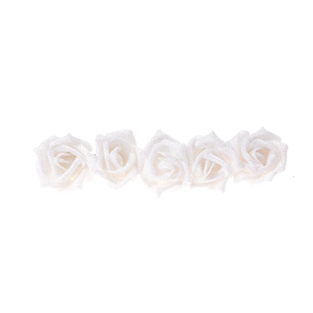 Блестящая пена ПЭ Искусственные цветы голова розы Настоящее прикосновение Великолепные блестящие домашние свадебные декоративные цветы 5 шт./лот