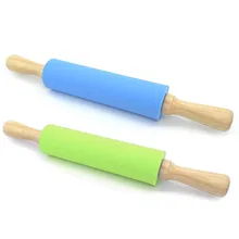 Бытовой инструмент для выпечки деревянная ручка, силикон скалка большой размер 38 см большая Пищевая силиконовая Скалка инструменты для муки A30619