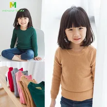 Вязаные длинные свитера с круглым вырезом для девочек; От 1 до 9 лет; детская зимняя теплая одежда; детская Весенняя модная Милая куртка; свитера для маленьких девочек