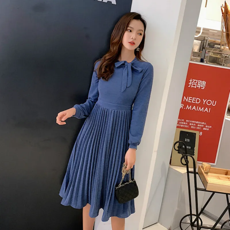 

GUUZYUVIZ Casual Dress Women Long Sleeve Spring 2019 High Wasit Dresses Woman Vestidos De Fiesta Solid Knitted Vestido Mujer