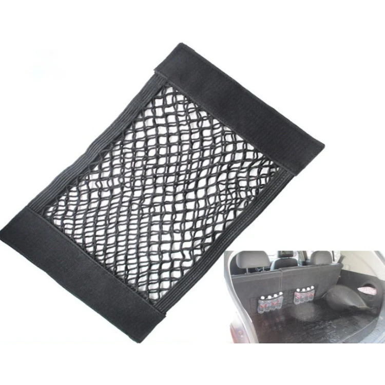 

Car Trunk Velcro Nets Storage Bag Mesh Net Bag Car Seat Side Back Double Lay Elastic String Net Organizer Universal 40*25CM