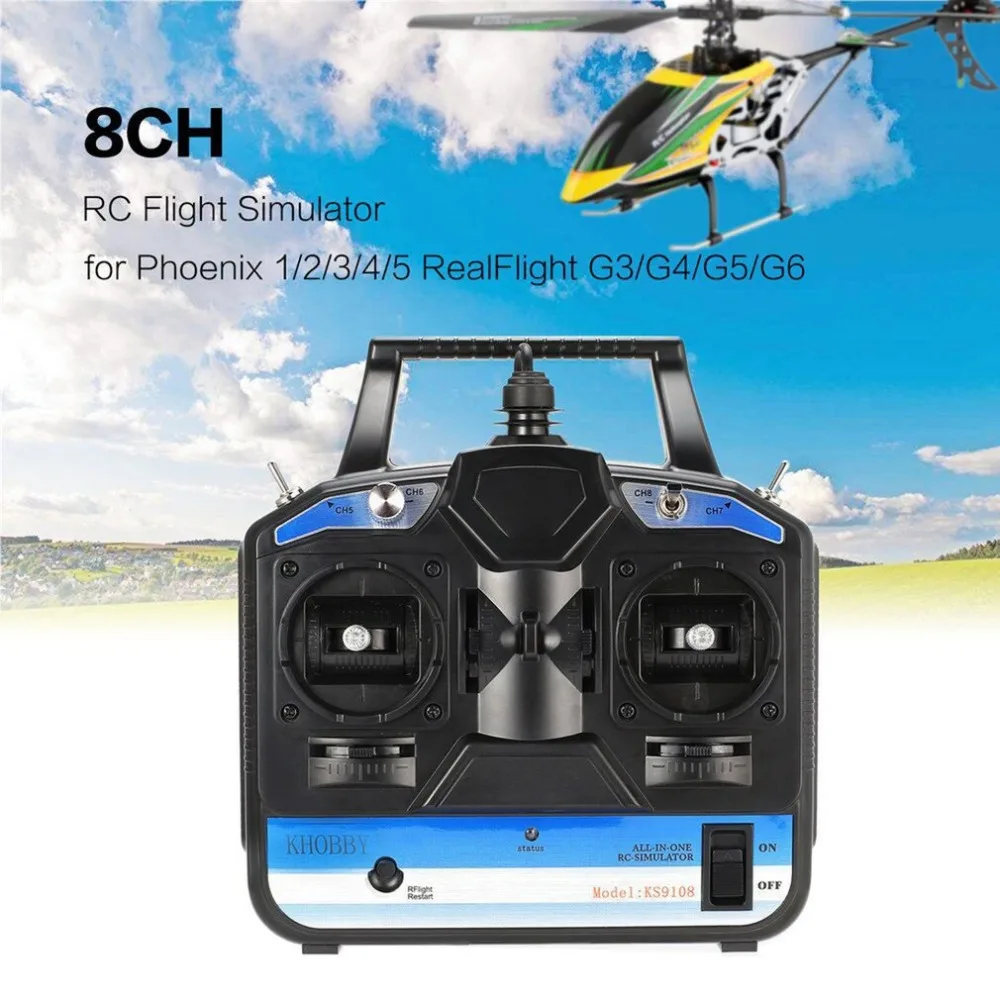 

8CH RC Flight Simulator RC Transmitter for Phoenix 1/2/3/4/5 Freerider+XTR+FMS+AeroFly RealFlight G3/G4/G5/G6/G7 XP WIN7 WIN8 Sy