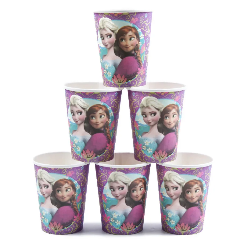 Cup 8Pcs Дисней Холодное сердце Анна и Эльза Принцесса День Рождения украшения Дети одноразовые посуда День Рождения украшения принадлежности - Цвет: Cup 8Pcs