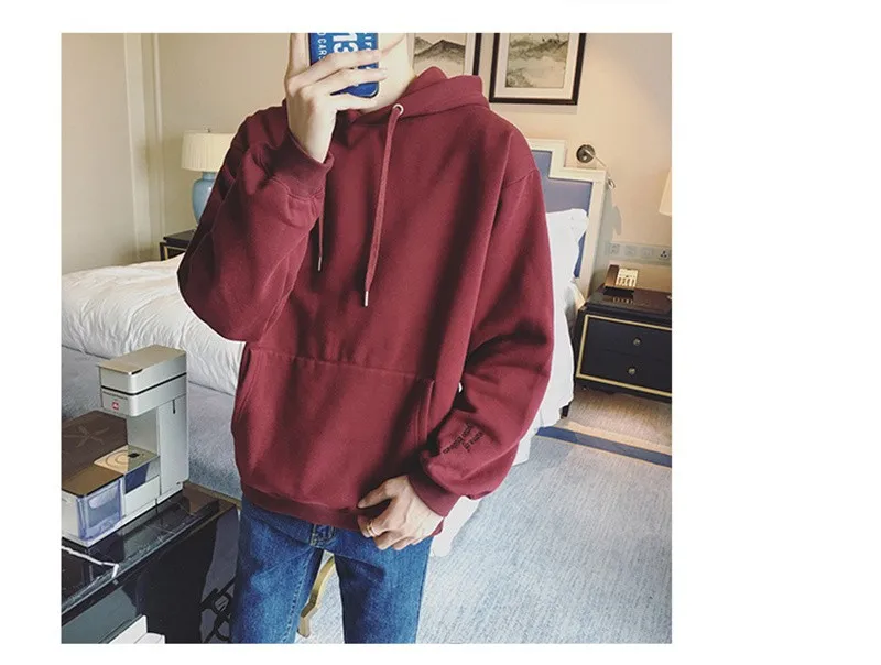 Men's Hoodie Long Sleeve Sweatshrts Hoodies Men Coat Cotton Inside O-Neck 2016 Fashion Regular Letter Standard Thickness Black  (3)