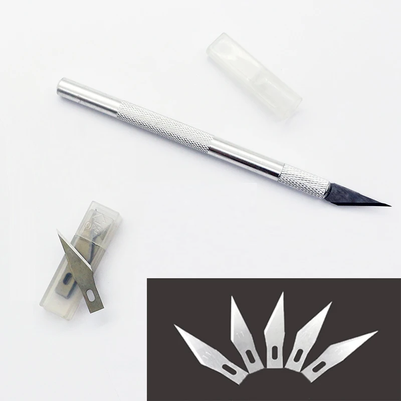

Metal Handle Hobby Knife Carving Cutter knives Craft Pen cutter+15pcs 11# Blade Kit for PCB Phone Repair DIY tool
