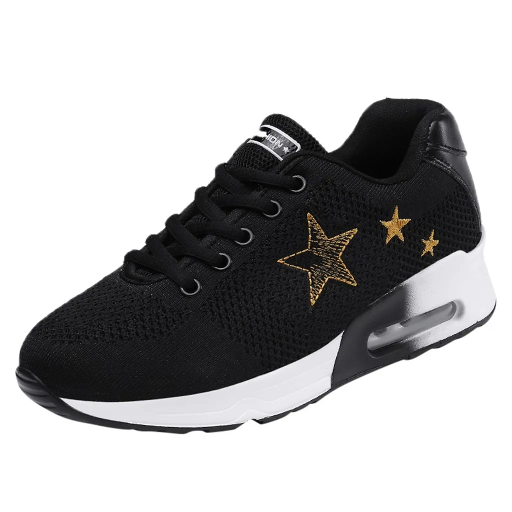 

SAGACE 2019 Women's star print flying woven cloth cushion cushioning thick-soled breathable sneakers mesh shoes