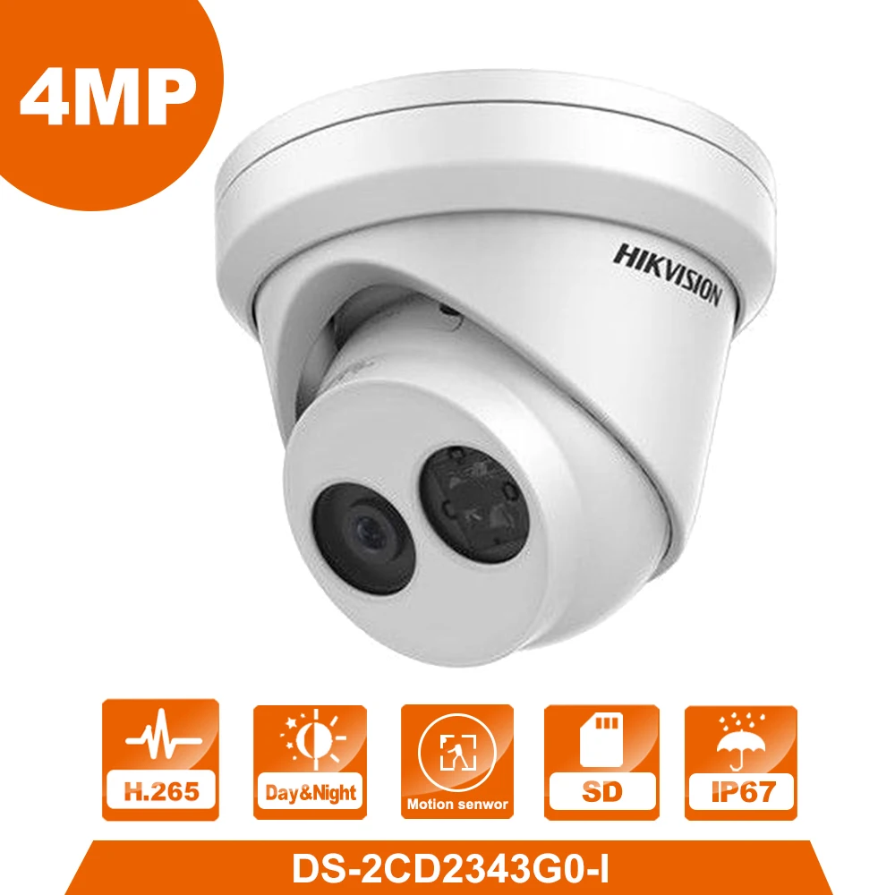 

HIK vision DS-2CD2343G0 Mini Dome POE IP Camera 4MP IR Fixed Turret Network Camera