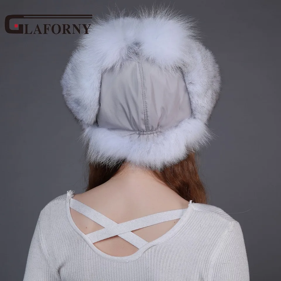 Шапка из лисьего меха Glaforny модная меховая защита для ушей русских женщин 2018