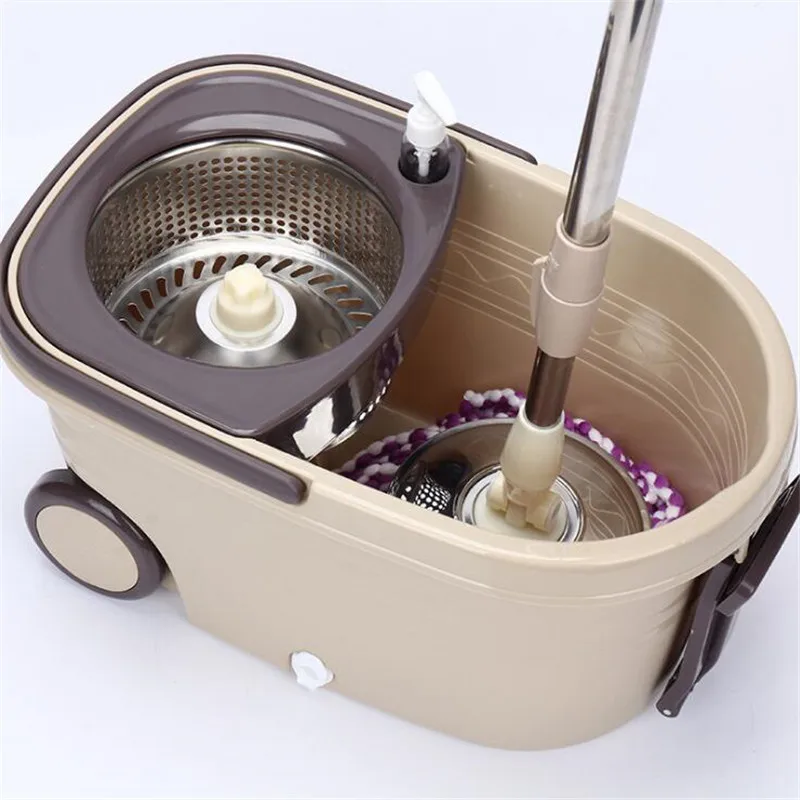 Comprar Doble tracción mano presión girar Cubo de fregona giratoria de 360 grados trapeador seco con limpieza, limpieza del hogar herramientas