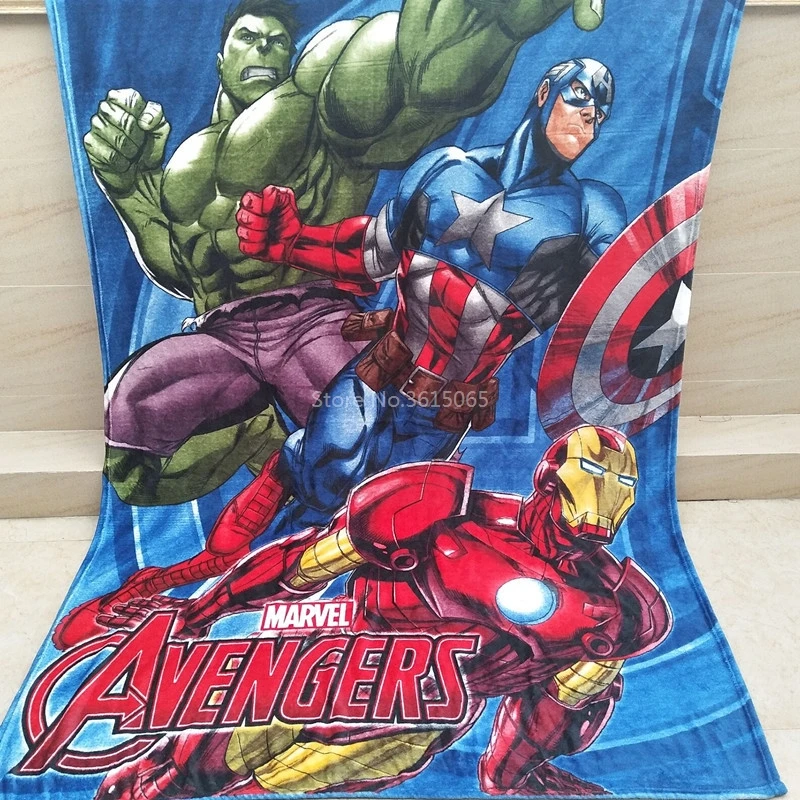 Billige Beliebte Avengers Decke Cartoon Spiderman Superman Korallen Fleece Decken für Kinder Geschenk Werfen auf Bett Sofa Reise 150x200 cm