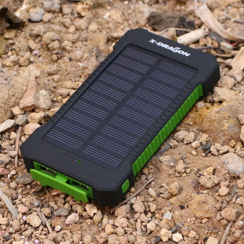 

Solar Power Bank 10000mAh Dual USB with Flashlight for iPhone X iPhone 8 7 7plus 6 6s SE 5s Samsung Galaxy.
