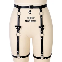 Для женщин кожа ремень-подвязка пояс ног талии Сетчатое нижнее белье для бондажа плюс Размеры в готическом стиле и стиле панк фетиш Пояс для чулок фестиваль Одежда