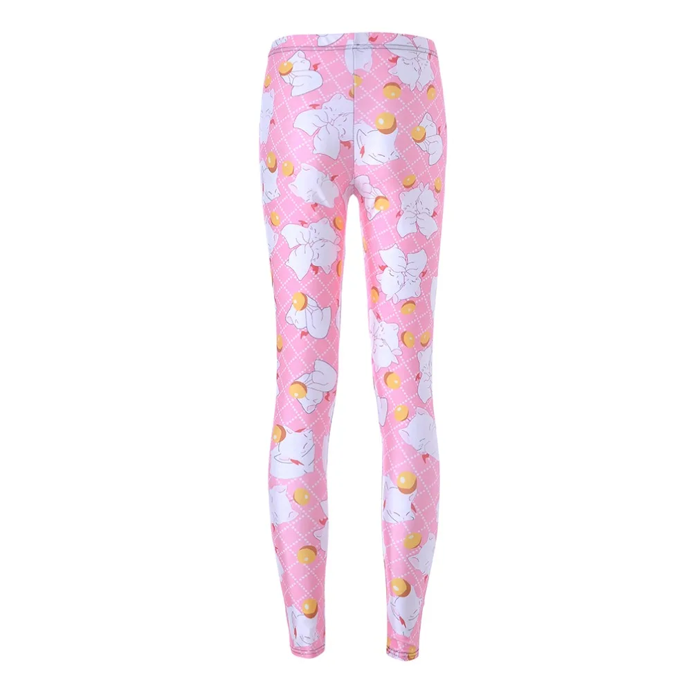 

Elastic Casual Pants 3D Digital Printing White cartoon kitten Pattern Women Leggings 7 sizes Fitness Clothing Free Shipping