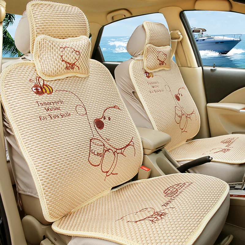 High Quality Summer Meryl Cartoon Bear Cute Car Seat Cover Universal High Quality Summer Meryl Cartoon Bear Cute Car Seat Cover Universal Styling Covers For Seats Ice Silk In Automobiles From