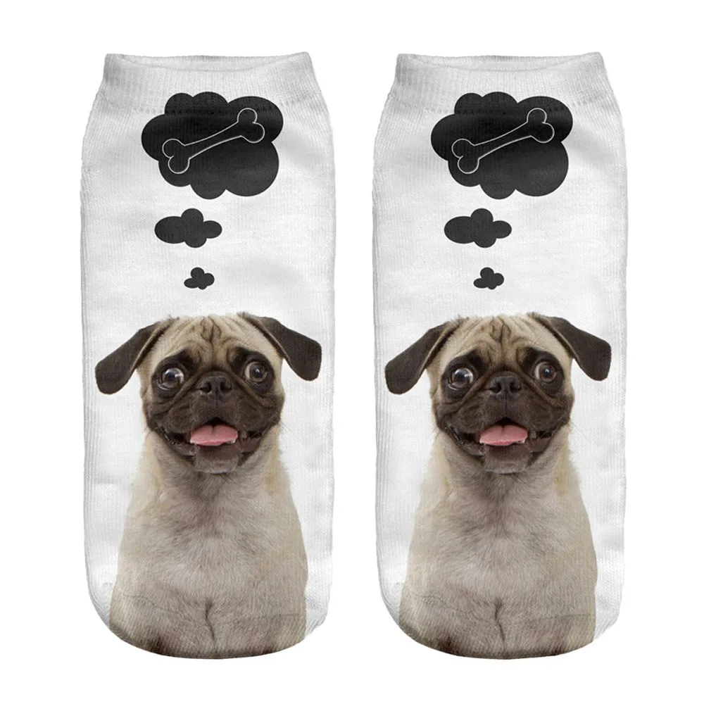 Популярные Смешные унисекс короткие носки Harajuku милые 3D с принтом собаки дышащий мультфильм укороченные носки Hipster Skatebord Повседневное носки# C7 - Цвет: O