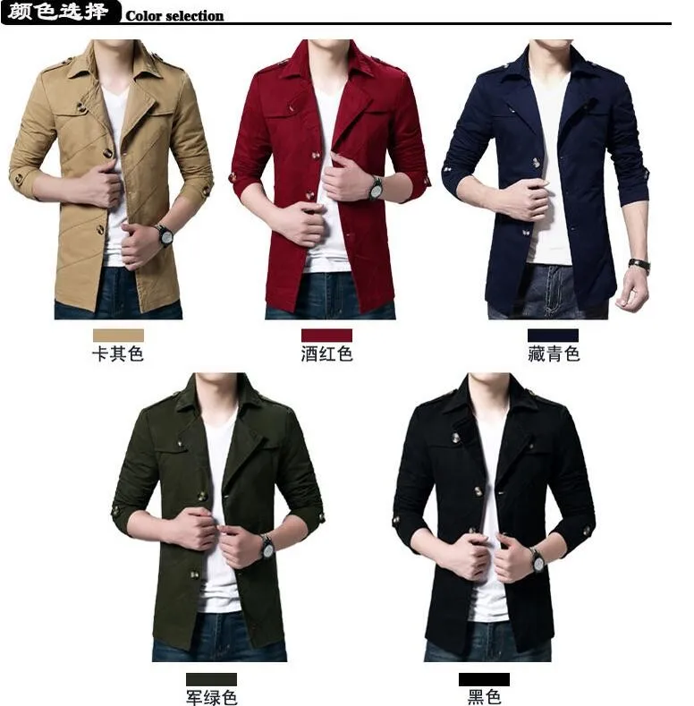 Новая Осенняя брендовая Корейская мужская приталенная куртка модная повседневная однобортная Мужская удлиненная ветровка