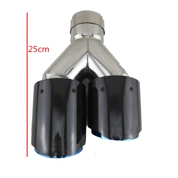 

Universal Right 63mm Inlet 89mm Carbon Fiber Car SUV Dual Exhaust Pipe Tail Muffler