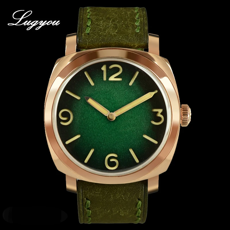 

Lugyou San Martin Vintage Men Watch Bronze Automatic Swiss Movement Fashion Leather Strap 20 Bar Waterproof Skeleton Back Glow