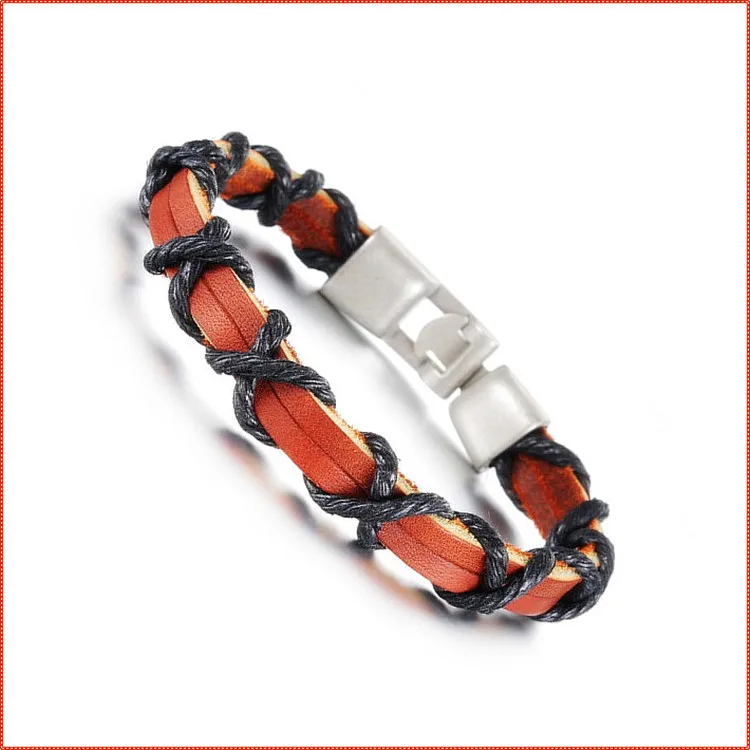 Fashion Leather Bracelet Men,Vintage Brown Male Creative Thin Bracelets