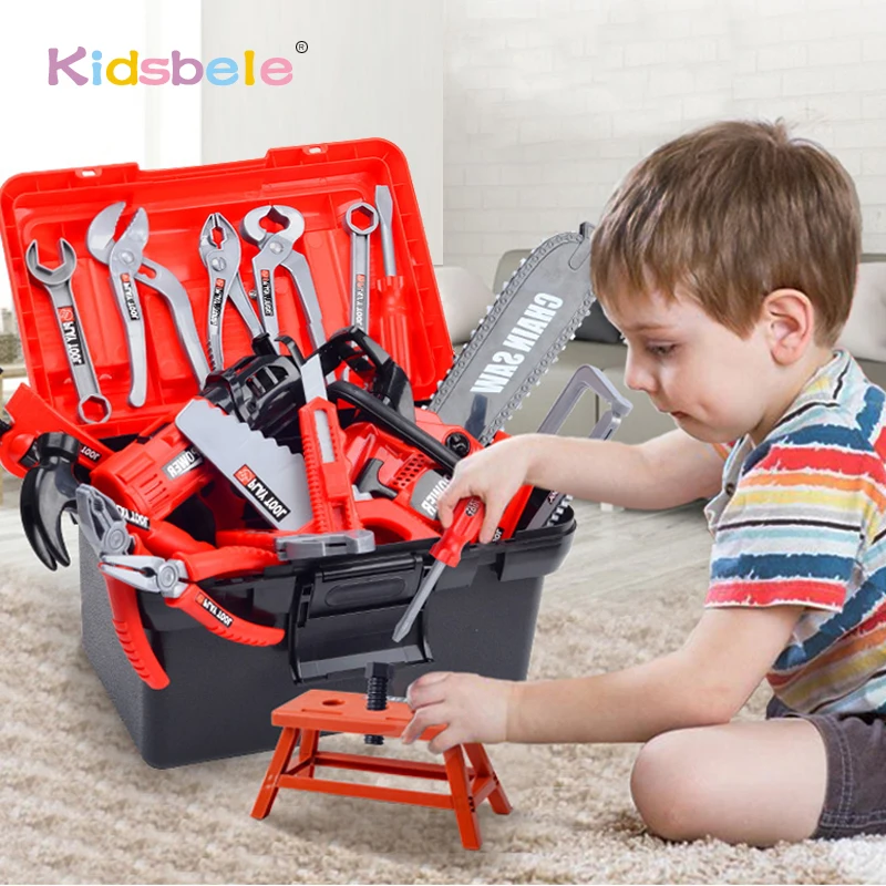 Kids Builder Tool Box Pretend Role Play DIY Set Boys Carrycase Construction Kit 