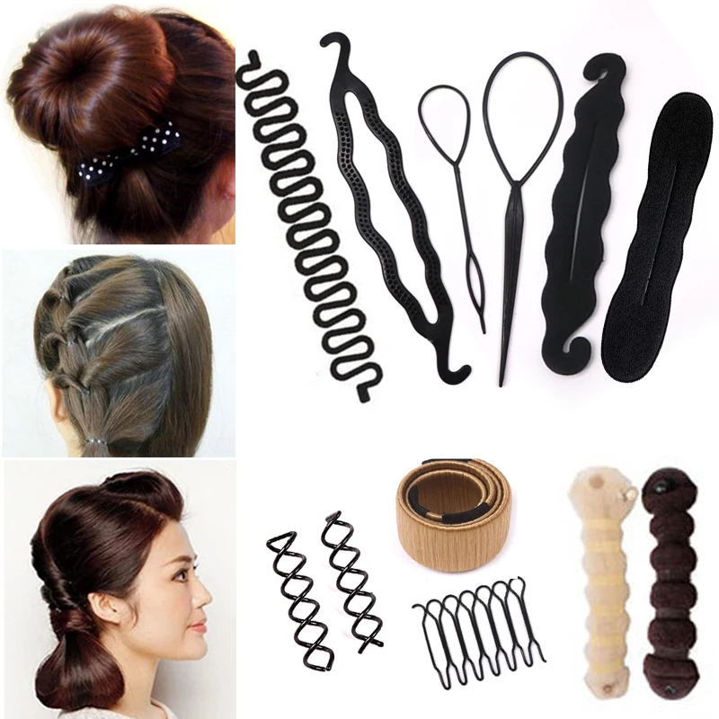 knot hair band Multi Style Hair Style Braiding Tools Magic Donut Bun Maker DIY Women Hair Accessories Twist Hair Clips Disk Hairpins Barrettes gold hair clips