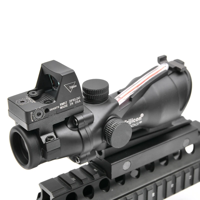 Trijicon Acog 4x32 оптический прицел красный Cahevron сетка волокно зеленый освещенный оптический прицел с Rmr мини Красный точка зрения