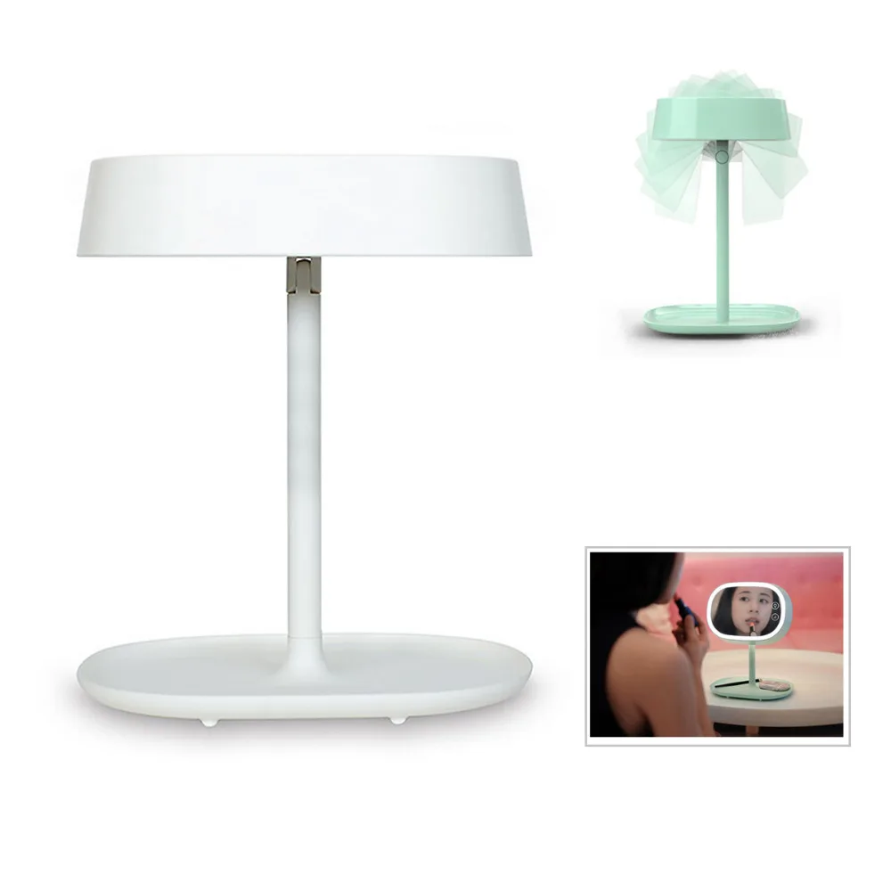 Multifunction Led Lighted Makeup Mirror Table Lamp Gadgets Storage Rack