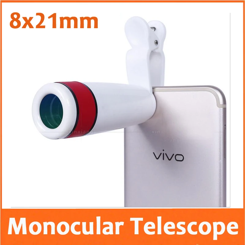 8X 21mm Outdoor Monocular Telescope with mobile phone Camera Handset Clip Mount 8 Times Photograph videotape |