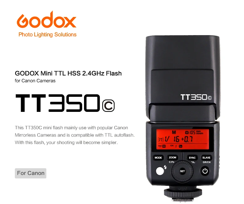 Godox TT350C GN36 2,4G ttl HSS мини Вспышка Speedlite+ Xpro-C триггера передатчик для Canon 5D 6D 7D 1D 850D 800D 1500D 3000D