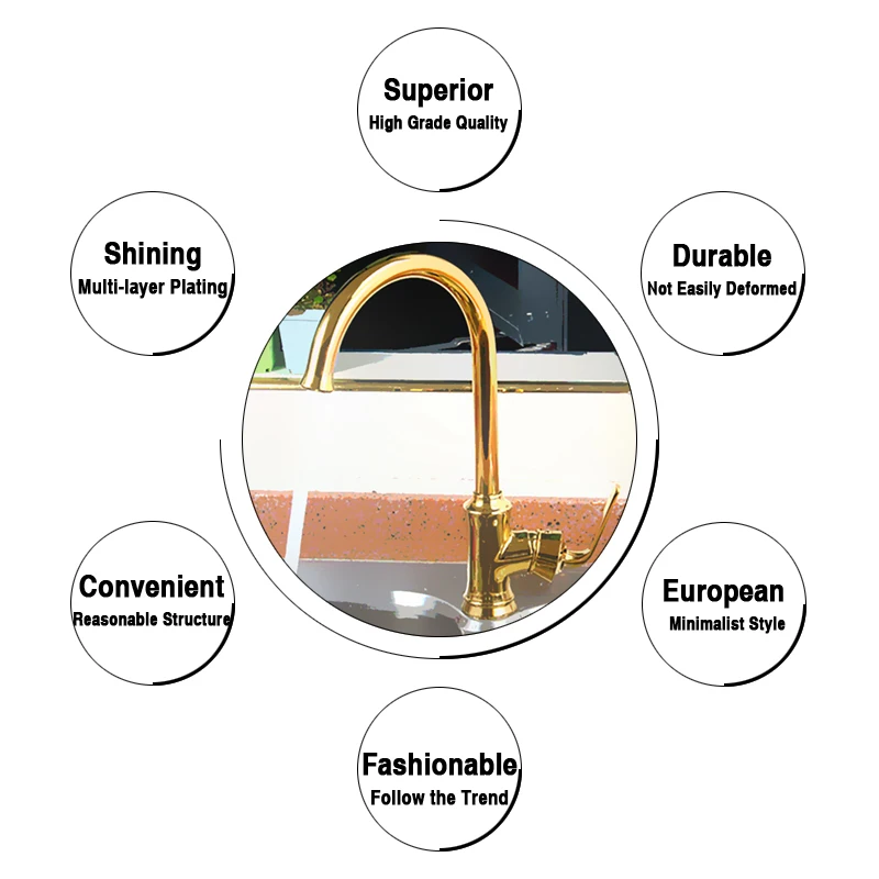Gold Kitchen Faucet 360 Degree Rotation Vintage Brass Chrome Kitchen Sink Faucets Bathroom Basin Hot and Cold Water Mixer Taps Gold Kitchen Faucet 360 Degree Rotation Vintage Brass Chrome Kitchen Sink Faucets Bathroom Basin Hot and Cold Water Mixer Taps