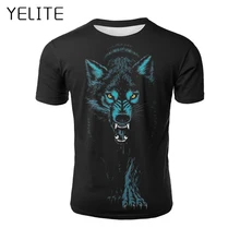 YELITE 2019 New Fashion Wolf Pattern T Shirt Men Print T-shirt Summer Casual TShirt for Mens Short Sleeve Beach Tops streetwear british style old tree and single wolf pattern t shirt for men m