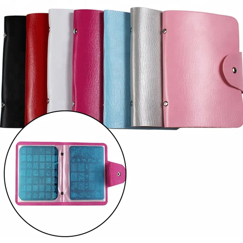 

16 Slots Rectangle Nail Stamping Plate Holder For 9.5cm*14cm Case Storage Bag Stencil Plate Organizer Nail Art Tools Manicure