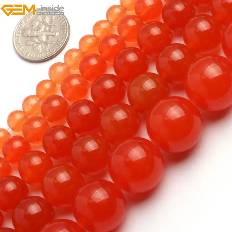 

Gem-inside 6-16mm Round Stone Beads Orange Jade Beads For Jewelry Making Beads Bracelets For Women 15'' DIY Beads Jewellery