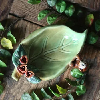 

ceramic monkey leaf ashtray home decor crafts room decoration handicraft ornament porcelain figurine storage dish decoration