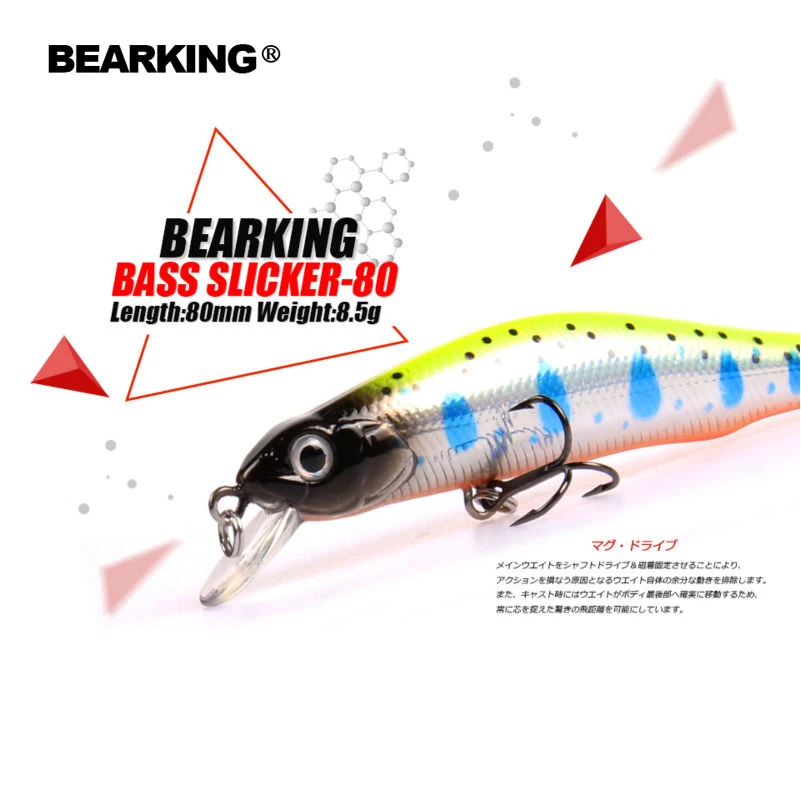 Bearking Bk17-M80 Fishing Lure 1PC 80mm 8.5g magnet system Hard Fishing  Lure Artificial Bait quality Hooks Bass Lure Fishing