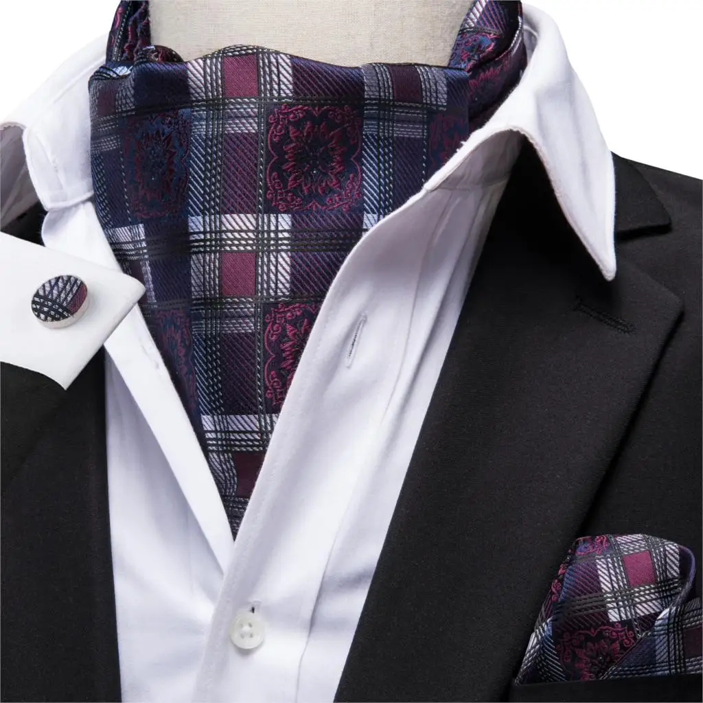 Для мужчин коричневый галстук "Аскот" Цветочный шелковый шарф галстуки карман Квадратные Запонки Набор конструктора для спортивные