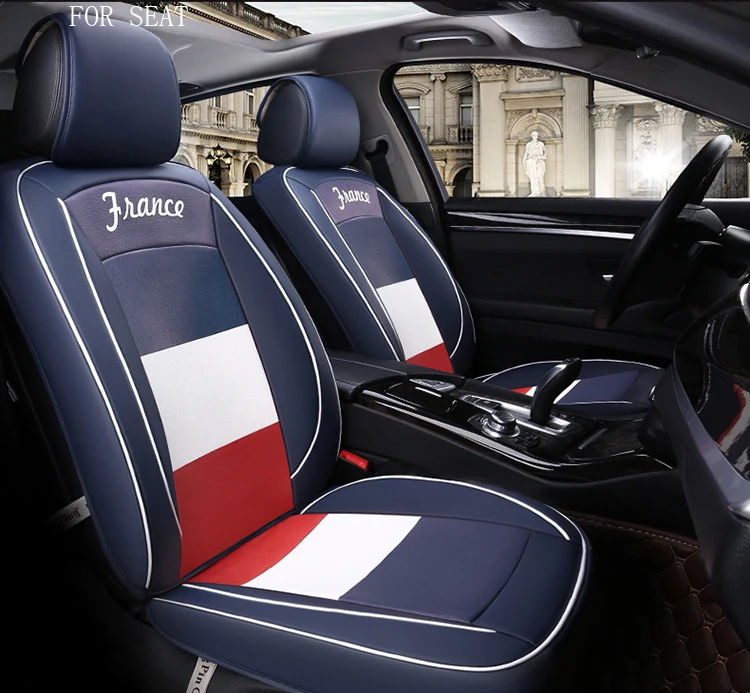

OUZHI unique design flag pattern pu leather car seat cover for SEAT leon SEAT ibiza front rear full universal car