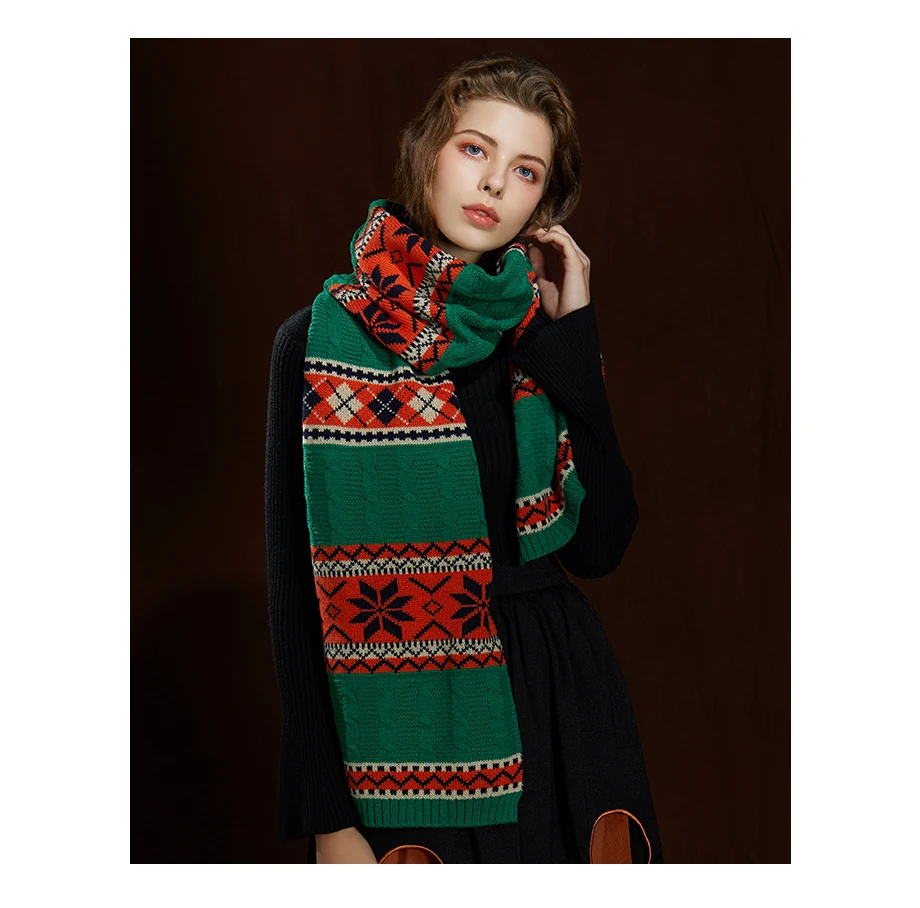 Winter Women Scarf 2019 New Bohemian Style Wool Knit Thick Scarves Female Flower Shawls Warmer Women's Scarves Warm Ladies Scarf (17)