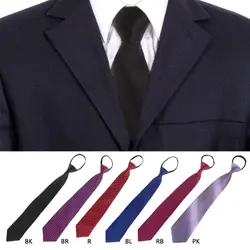 2018 модный мужской регулируемый галстук на молнии, в клетку, в горошек, деловой, деловой, Свадебный, высокое качество, 6 цветов, популярный
