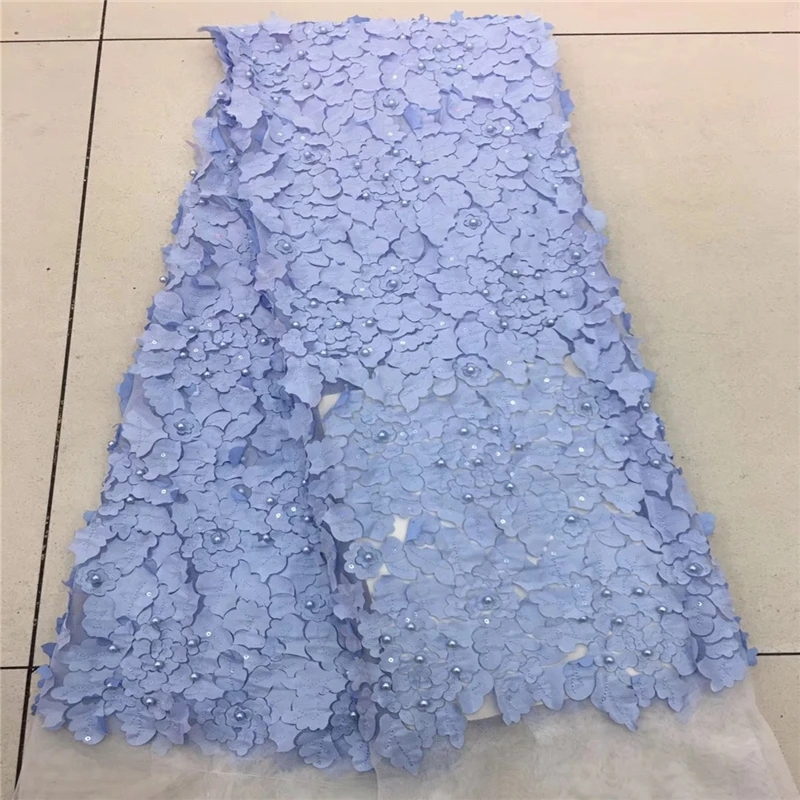 

VILLIEA Latest French Nigerian 3D Flower Laces Fabrics With Plenty Feather High Quality African Laces Applique For Wedding