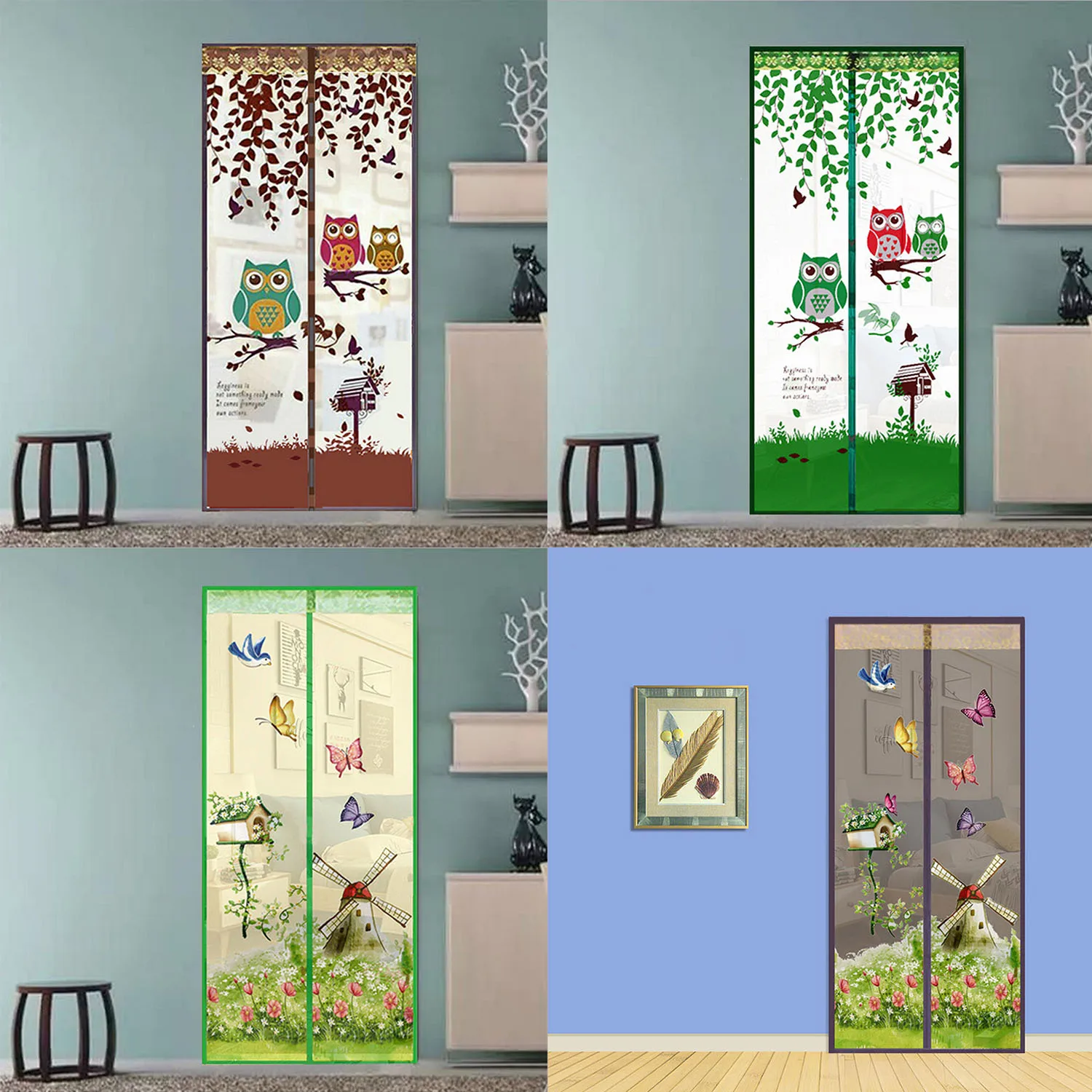 

Behogar 1 Pair Magnetic Screen Door Heavy Duty Mesh Net Curtain Full Frame Close Automaticly Anti-Mosquito 35 x 83inch