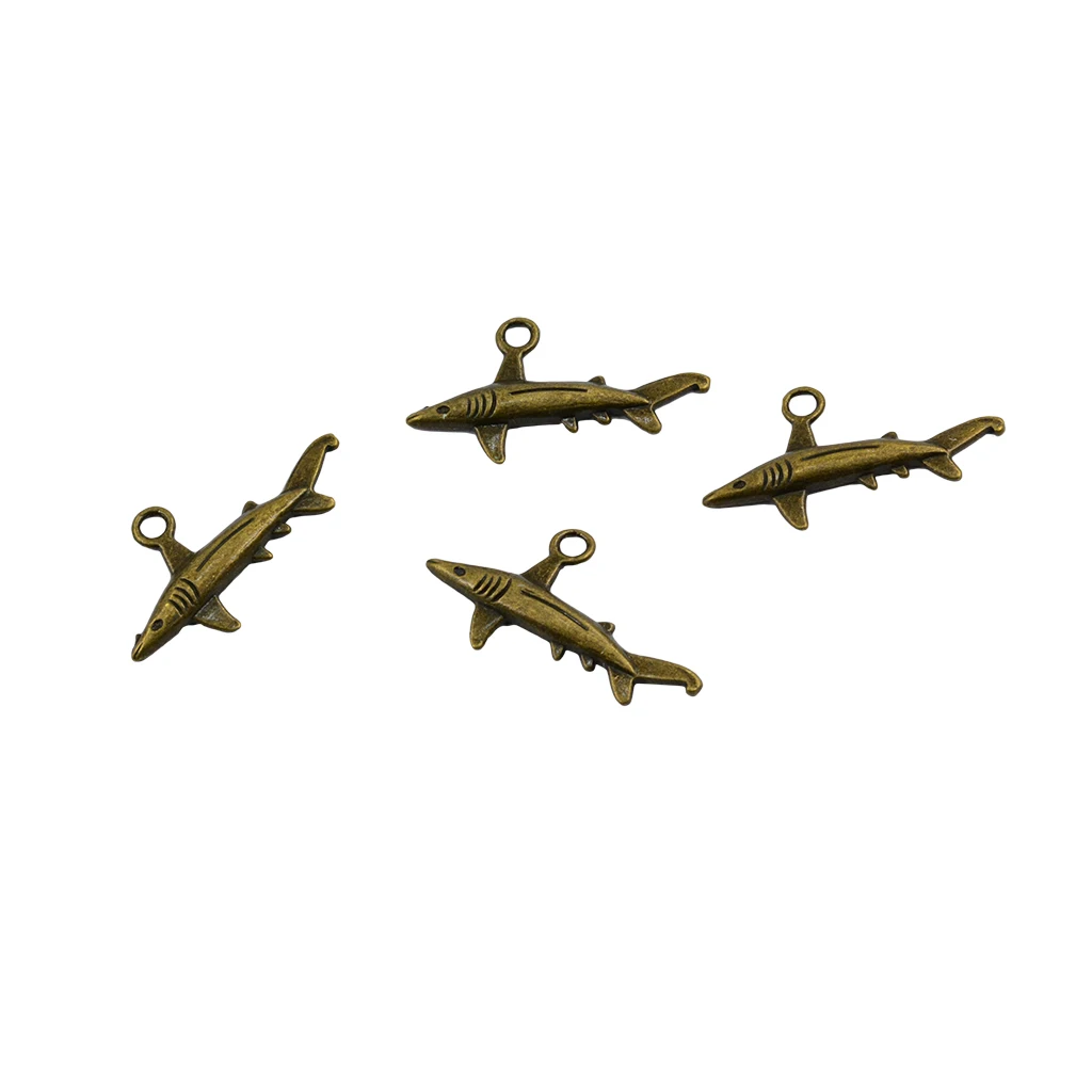 50pcs Antique Bronze Played Shark Charms Mini Pendants for Ancient, jewelry making,craft,cards,vintage,pendant,key rings